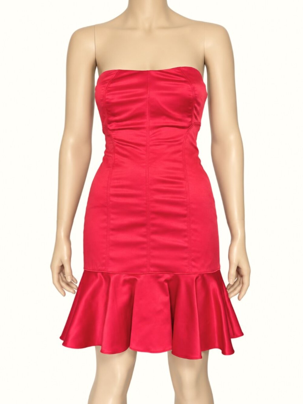 Marciano NWT Red Strapless Corset Lace Up Ruffle Dress Size 4